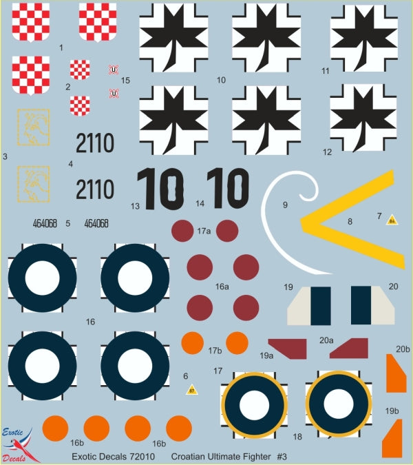 Exotic Decals 72010 1:72 Croatian Ultimate Fighter #3 - Black 10 - Messerschmitt Bf-109G