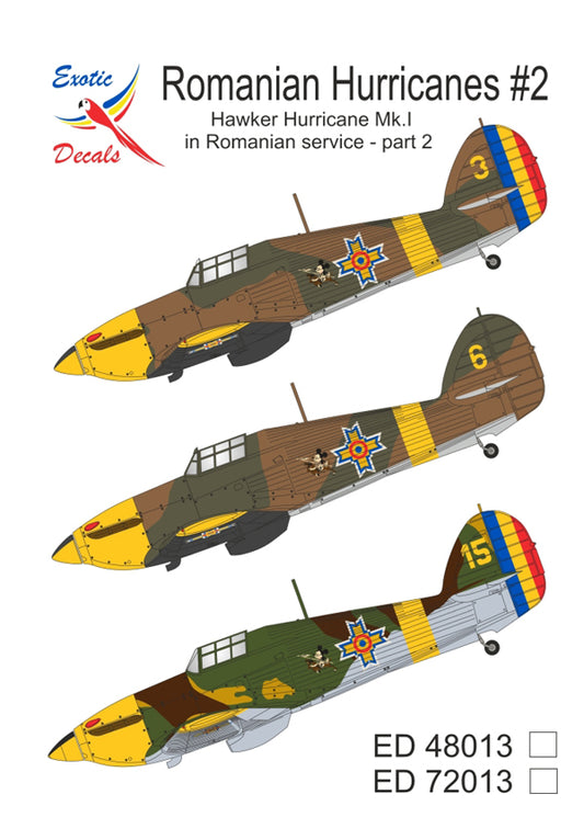 Exotic Decals ED72013 1:72 Romanian Hurricanes #2 - Hawker Hurricane Mk.I in Romanian service - part 2