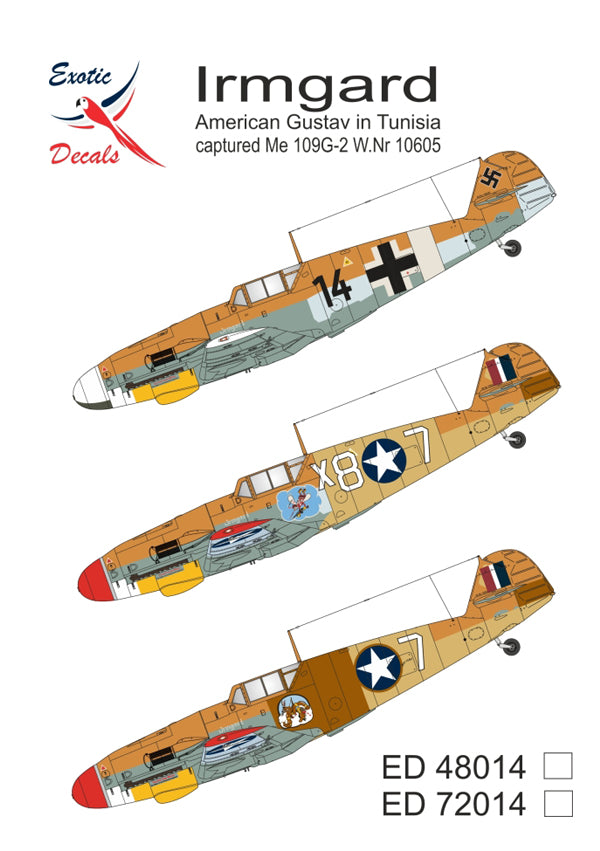 Exotic Decals EED72014 1:72 Irmgard - American Gustav in Tunisia - captured Messerschmitt Bf-109G-2 W.Nr.10605