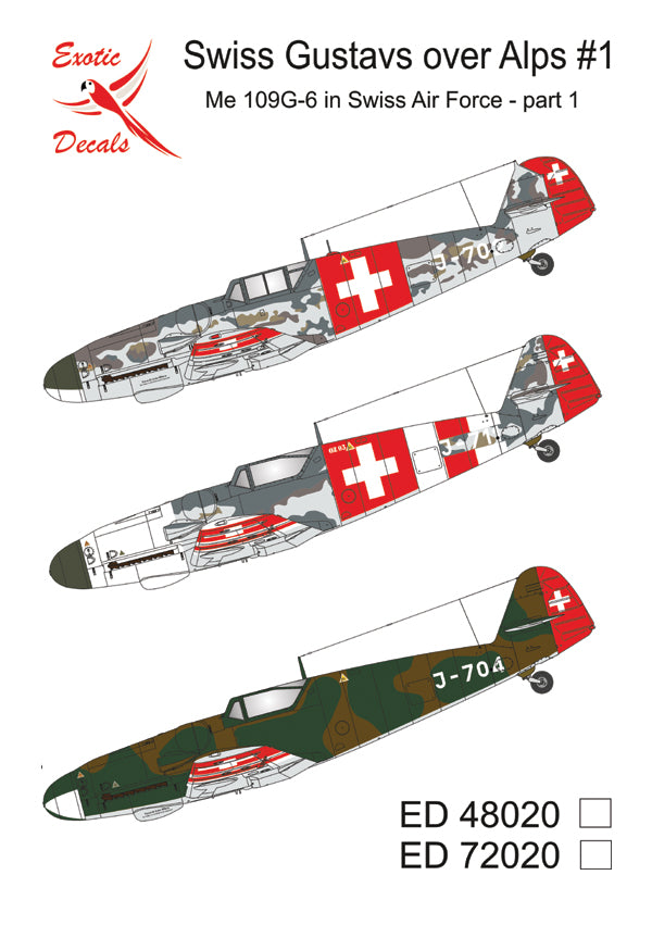Exotic Decals 72020 1:72 Swiss Gustavs over Alps #1