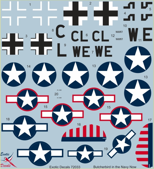 Exotic Decals ED72033 1:72 Butcherbird in the Navy Now â€“ Focke-Wulf Fw-190G-3 W.Nr 160057 tested by US Navy