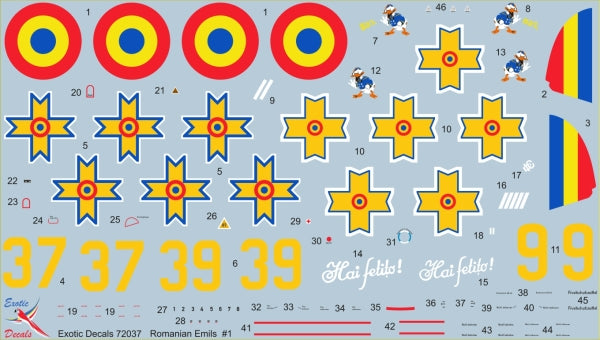 Exotic Decals ED72037 1:72 Romanian Emils #1 - Messerschmitt Bf 109 E in Romanian service - part 1