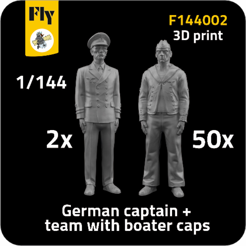 FLY F144002 1:144 German Crew (2 x captain + 50 x sailor with boater caps 3D-Printed)