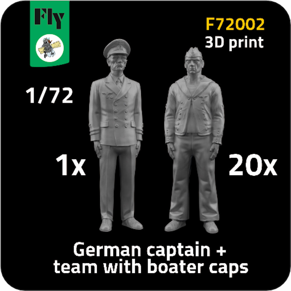 FLY F72002 1:72 1 x captain + 20 x sailor with boater caps 3D-Printed