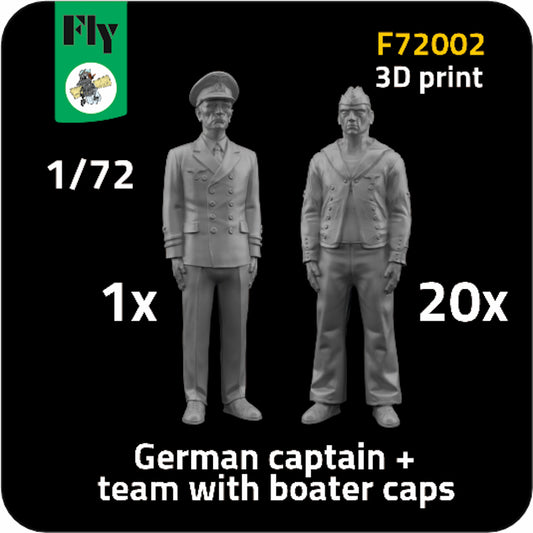 FLY F72002 1:72 1 x captain + 20 x sailor with boater caps 3D-Printed