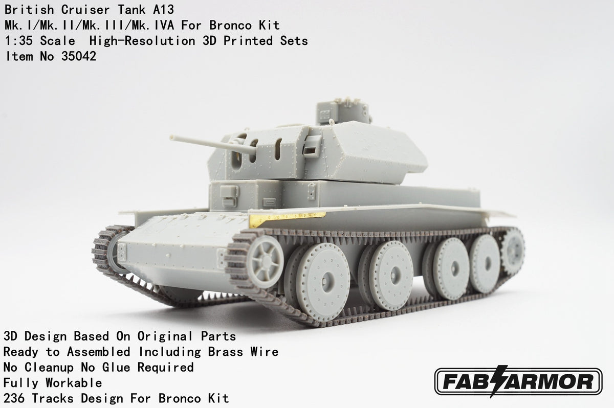 FabScale Studio FA35042 1:35 British Cruiser Tank A13 Mk.I/Mk.II/Mk.III/Mk.IVA Tank Tracks