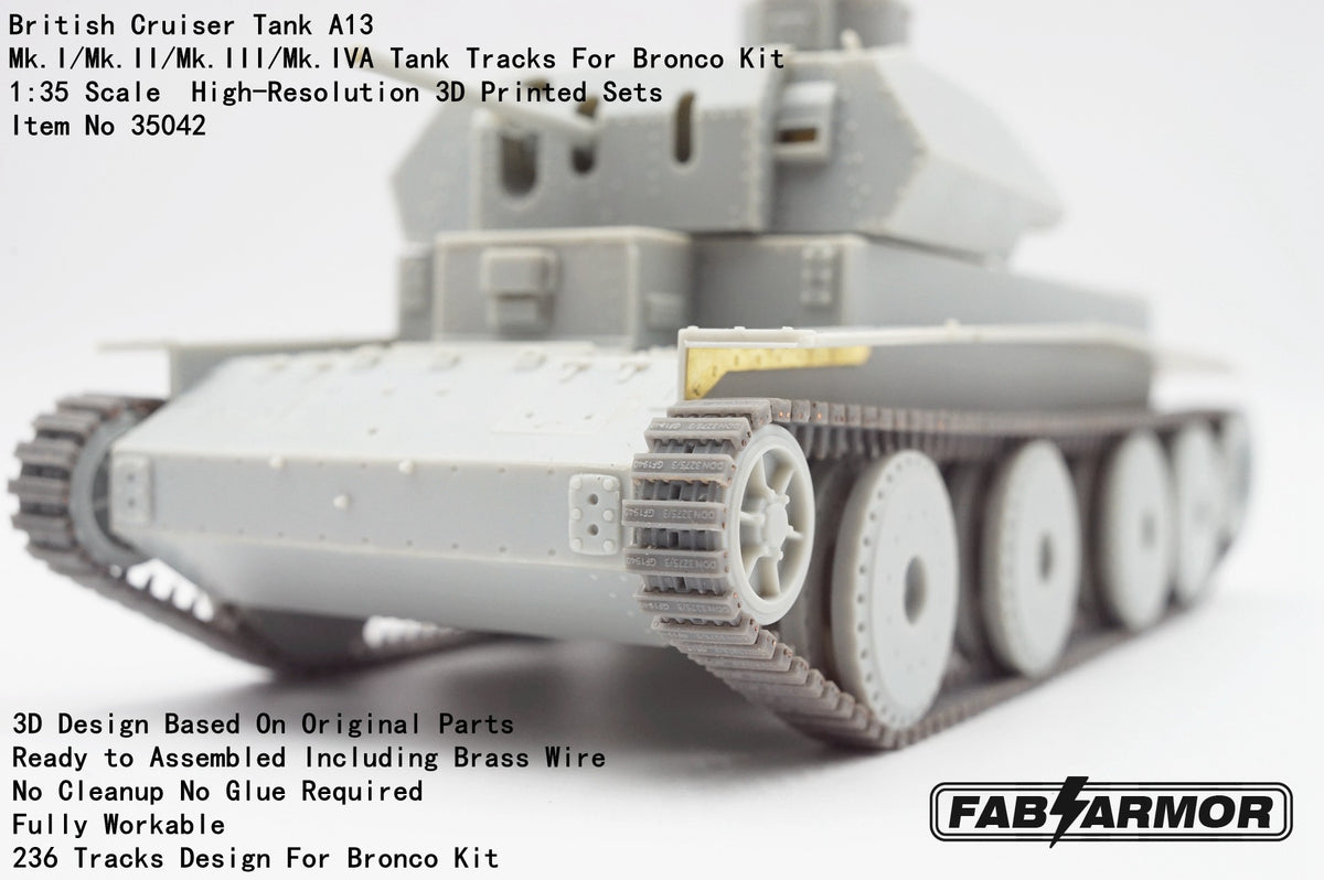 FabScale Studio FA35042 1:35 British Cruiser Tank A13 Mk.I/Mk.II/Mk.III/Mk.IVA Tank Tracks