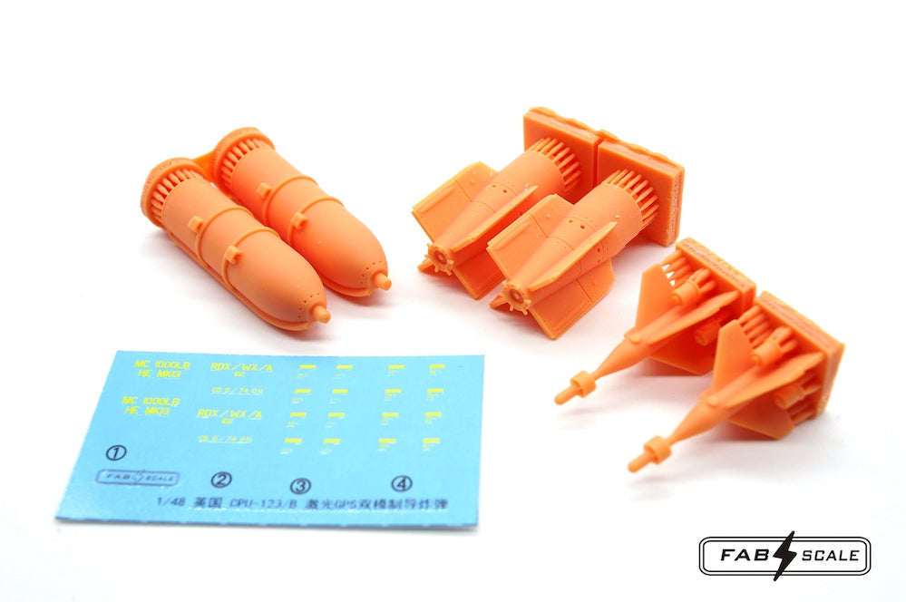 FabScale Studio FA48038 1:48 UK CPU-123 Laser GPS Dual Mode Guided Bomb 3D-printed 2pcs