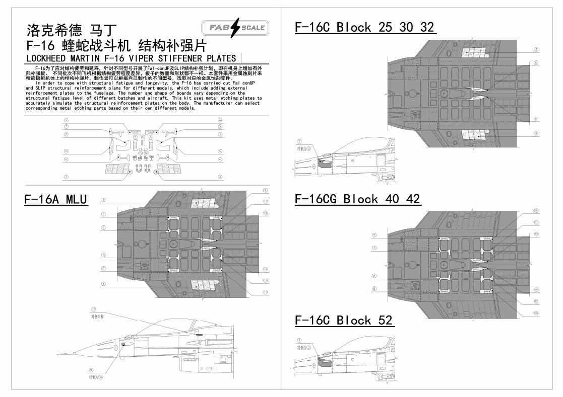 FabScale Studio FA48052PE 1:48 F-16 Stiffener Plate [F-16A F-16C F-16CG]
