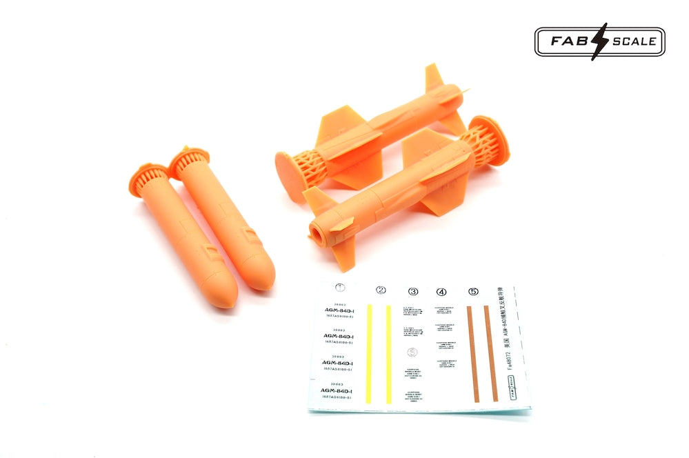 FabScale Studio FA48070 1:48 US AGM-84D Harpoon Anti-Ship Missile 2pcs
