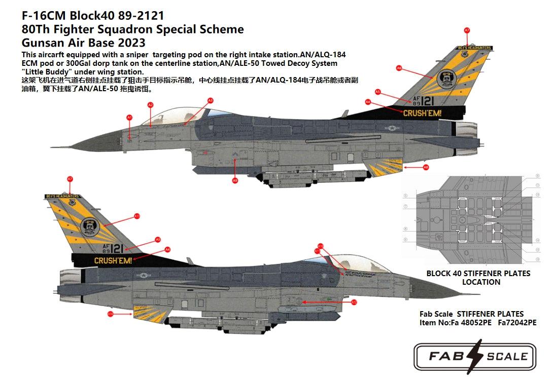FabScale Studio FA48106D 1:48 USAF 80Th FS Lockheed-Martin F-16C Special Scheme Gunsan Air Base 2023