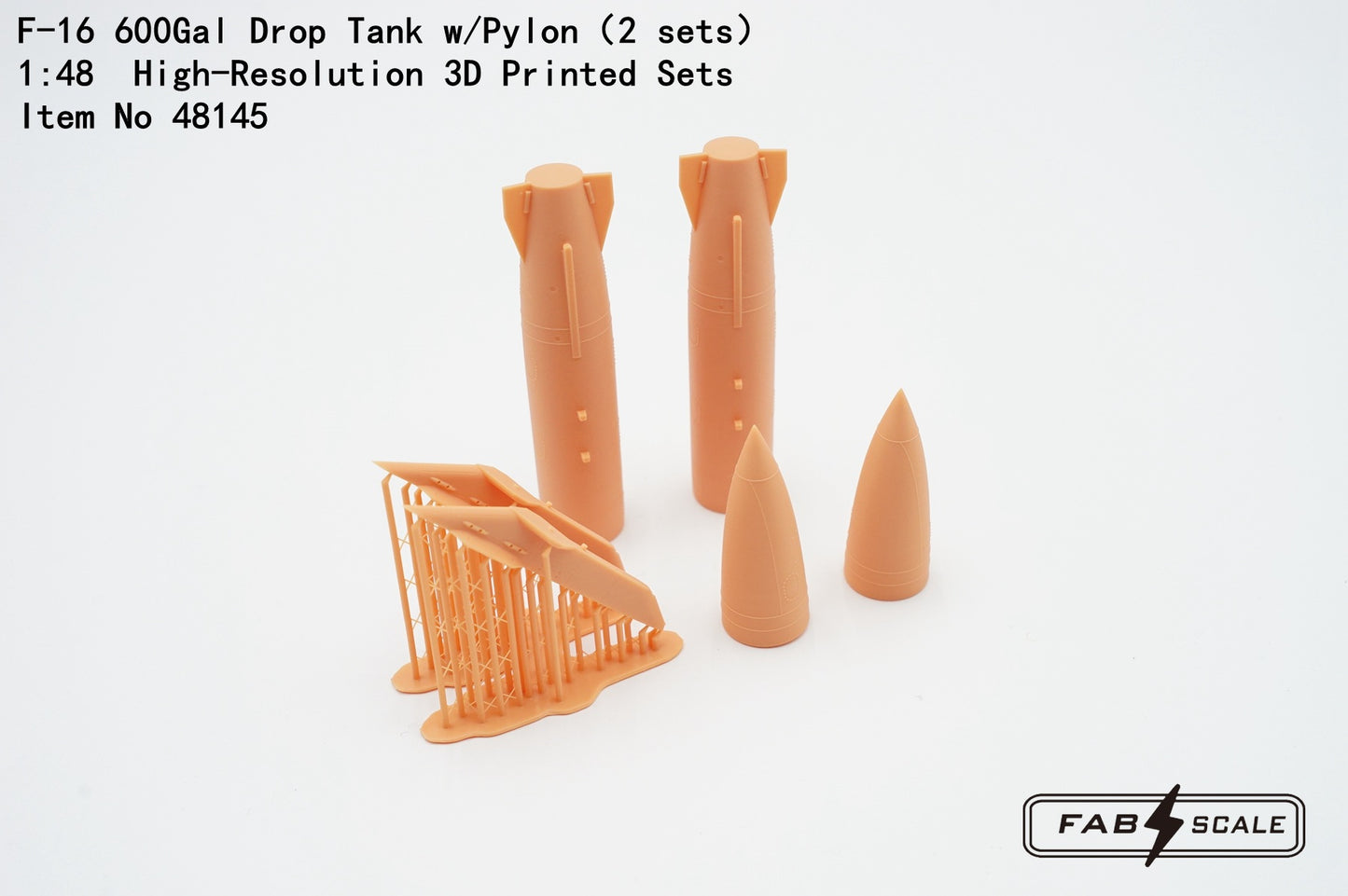 FabScale Studio 48145 1:48 F-16 600Gal Drop Tank w Pylon 2 sets