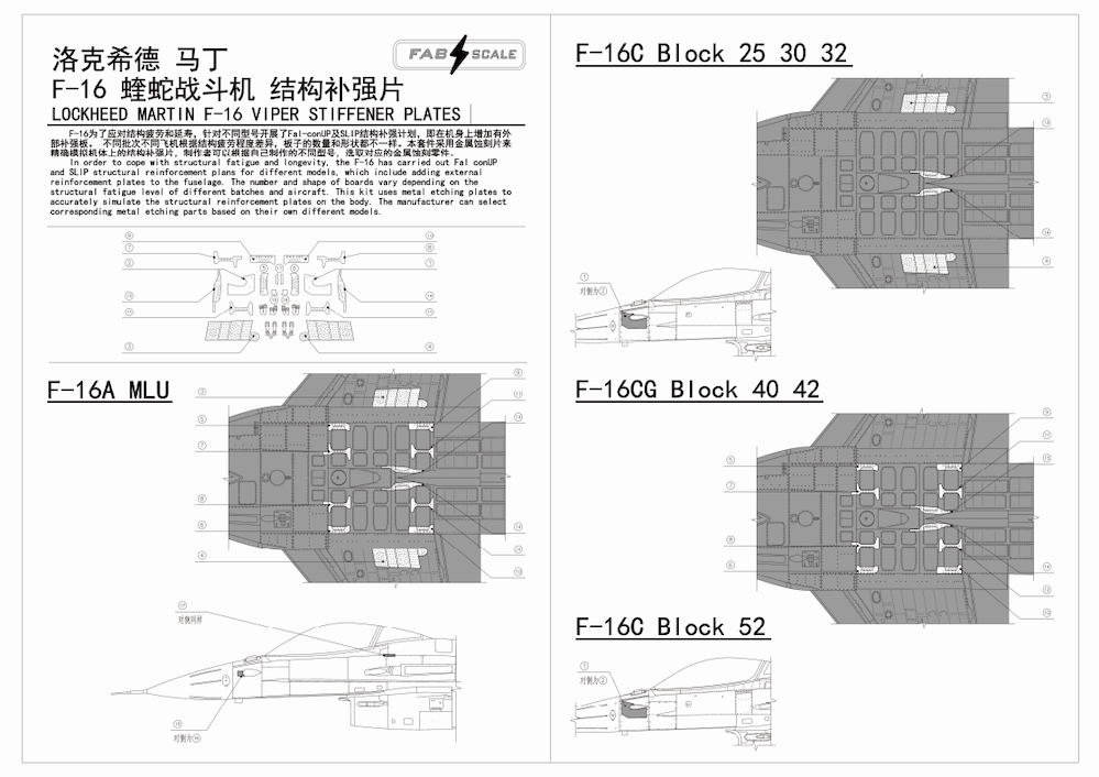FabScale Studio FA72042PE 1:72 Lockheed-Martin F-16CJ Stiffener Plates