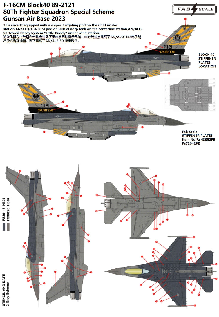 FabScale Studio FA72077D 1:72 USAF 80Th FS Lockheed-Martin F-16C Special Scheme Gunsan Air Base 2023