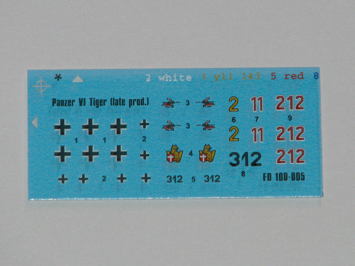 Foxbot Decals FD 100-005 1:100 Pz.Kpfw.VI Tiger (middle and late production)