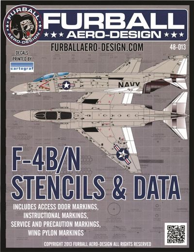 Furball Aero-Design 48-013 1:48 F-4B/N Phantom FULL factory applied stencils and data for the F-4B/N Phantom.