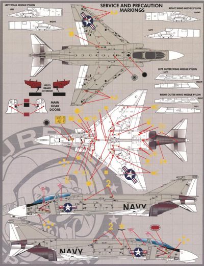 Furball Aero-Design 48-013 1:48 F-4B/N Phantom FULL factory applied stencils and data for the F-4B/N Phantom.
