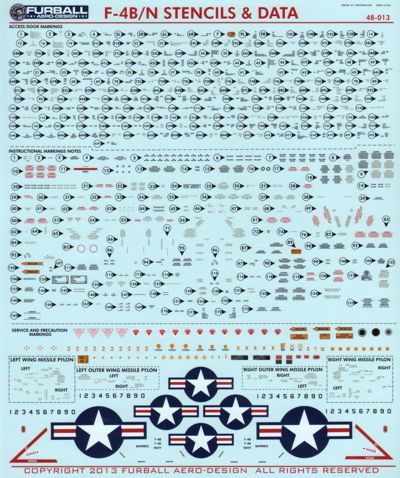 Furball Aero-Design 48-013 1:48 F-4B/N Phantom FULL factory applied stencils and data for the F-4B/N Phantom.
