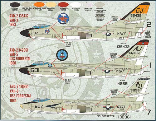 Furball Aero-Design 48-022 1:48 Douglas A-3D-2 Skywarrior. Features options for 10 aircraft.