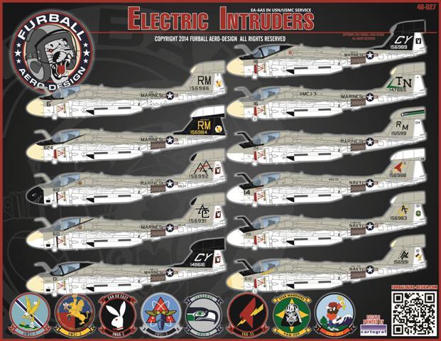 Furball Aero-Design 48-027 1:48 'Electric Intruders' This set has marking options for 11 different EA-6As