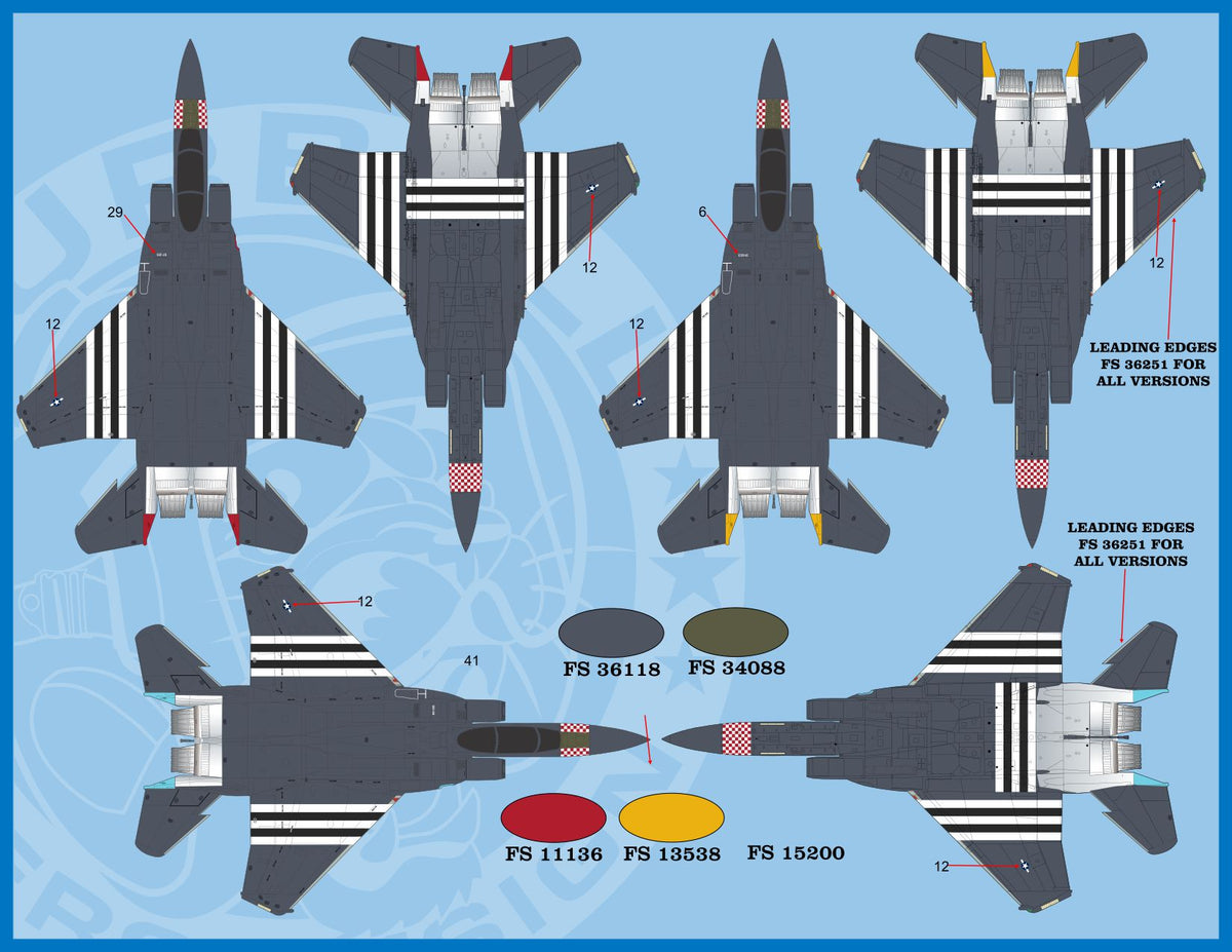 Furball Aero-Design 48-071 1:48 F-15C/F-15E Heritage Eagles' covers 4 USAF F-15s in colorful commemorative schemes