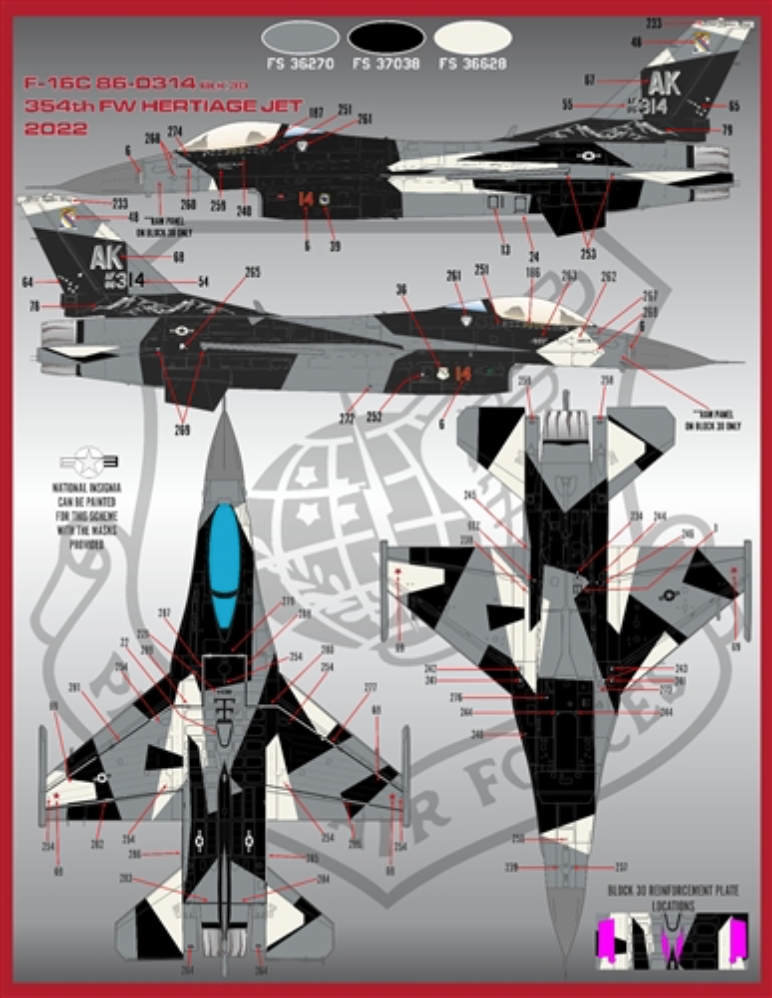 Furball Aero-Design 48-084 1:48  'PACAF VIPERS' (48-084) covers seventeen F-16Cs from various units