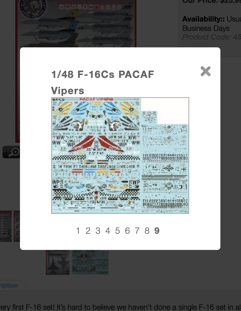 Furball Aero-Design 48-084 1:48  'PACAF VIPERS' (48-084) covers seventeen F-16Cs from various units