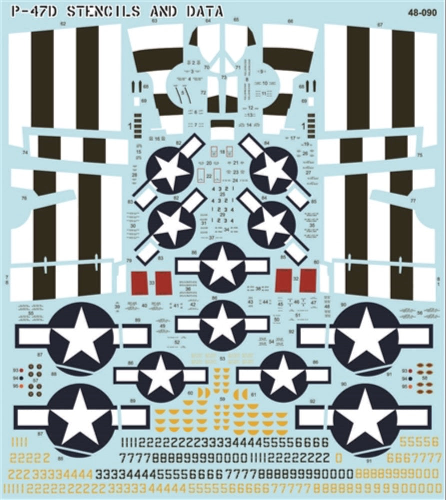 Furball Aero-Design 48090 1:48 P-47D Thunderbolt Stencils and Data