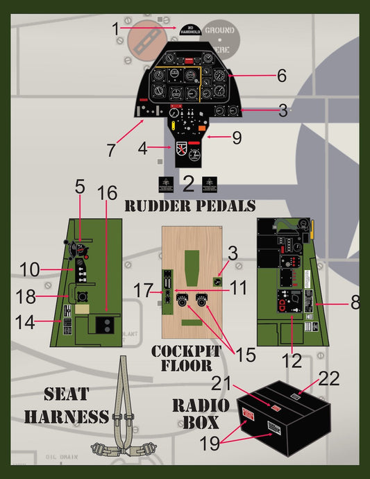 Furball Aero-Design 48096 1:48 P-51D Mustang Cockpit Detail Set