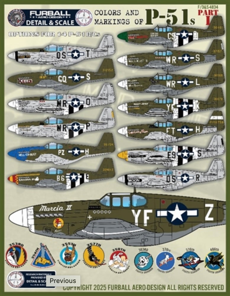 Furball Aero-Design FBDS4834 1:48 Colors & Marking of North-American P-51s Part I.