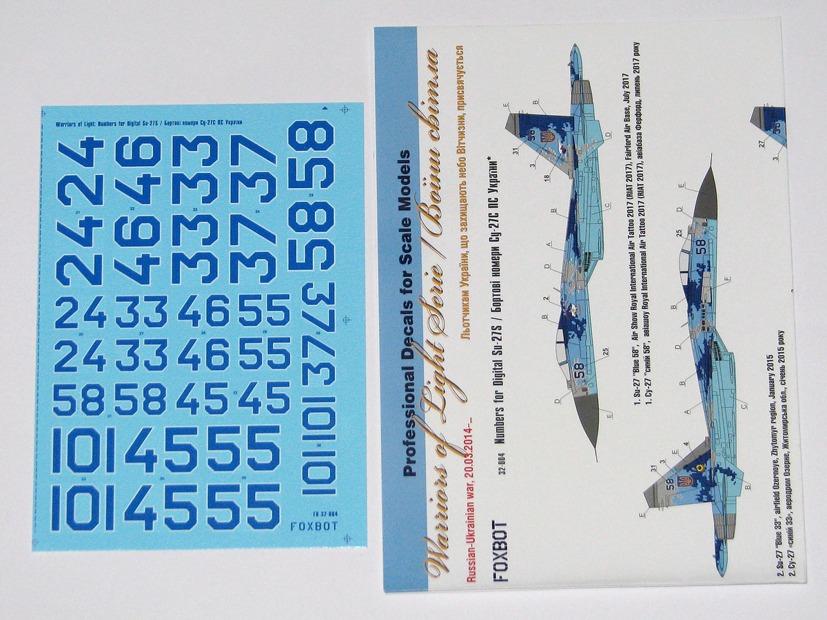 Foxbot Decals 32-004 1:32 Digital Sukhoi Su-27S Numbers