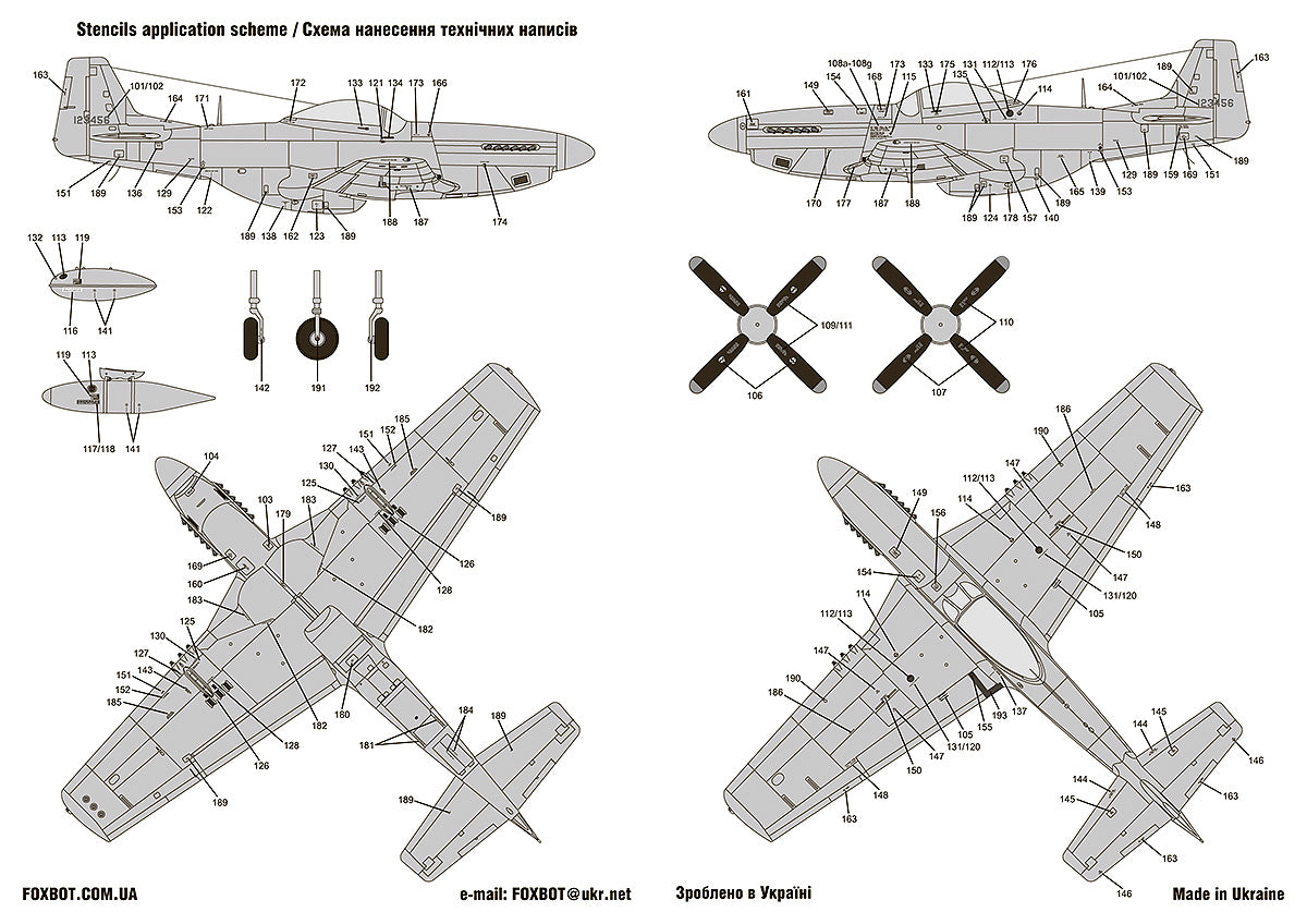 Foxbot Decals 72-054 1:72 North-American P-51 Mustang Nose art, Part #4, and Stencils