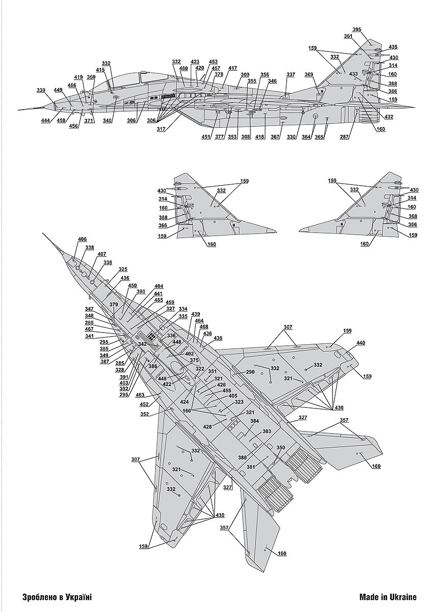Foxbot Decals FB 72-062 1:72 Stencils for Mikoyan MiG-29 (9-12, 9-13, 9-51)