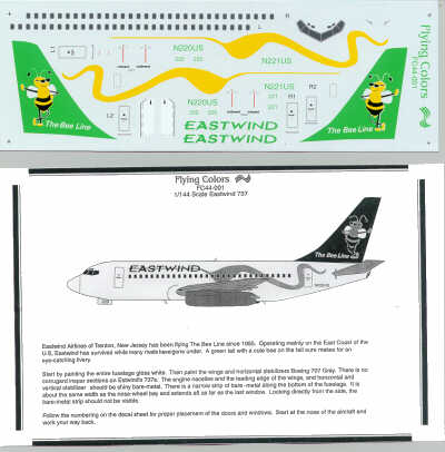 Flying Colors FC44001 1:144 Boeing 737-200 EASTWIND Airlines 'The Bee Line' N220US
