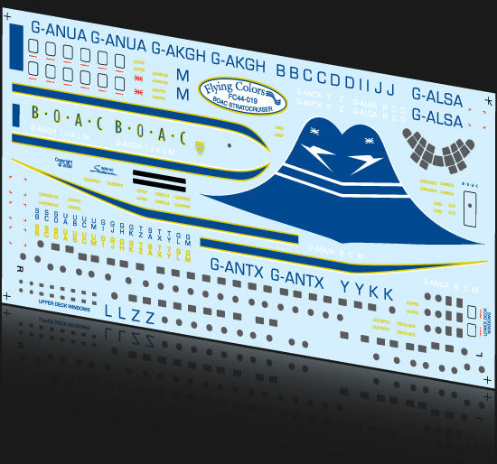 Flying Colors FC44019 1:144 Boeing 377 Stratocruiser BOAC, final scheme Blue tail, all registration