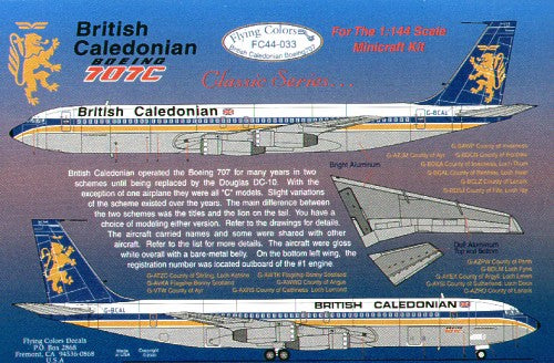 Flying Colors FC44033 1:144 Boeing 707-320C BRITISH CALEDONIAN.Inc. 2 styles of lions