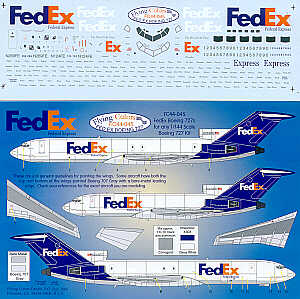 Flying Colors FC44045 1:144 Boeing 727-100/727-200 FED EX inc fleet names and registrations