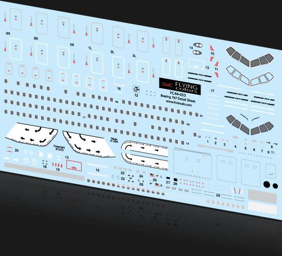 Flying Colors FC44053 1:144 Boeing 767 Detail Sheet.. Includes Doors, windows etc.