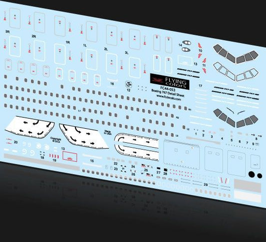 Flying Colors FC44053 1:144 Boeing 767 Detail Sheet.. Includes Doors, windows etc.