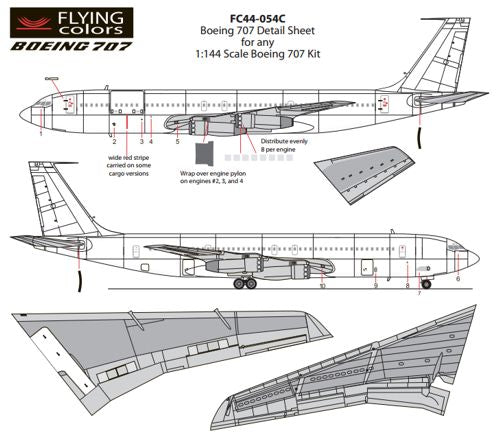 Flying Colors FC44054C 1:144 Boeing 707 Detail sheet (Coroguard Inspar Panels)