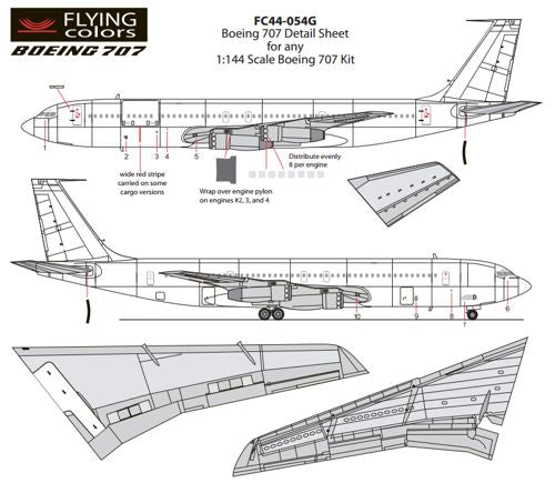 Flying Colors FC44054G 1:144 Boeing 707 Detail Sheet (Gray Inspar Panels)