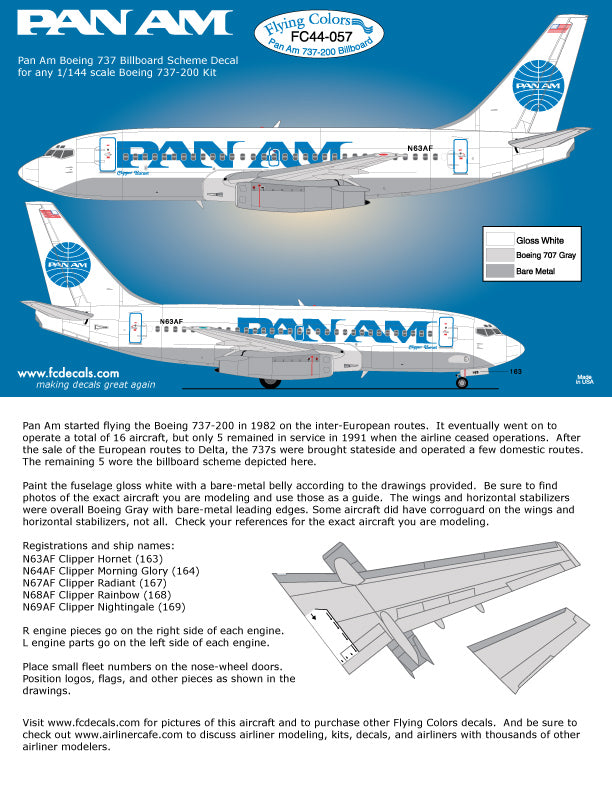 Flying Colors FC44057 1:144 Pan Am Boeing 737 Billboard Scheme