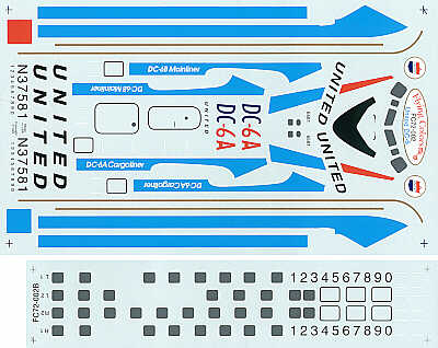Flying Colors FC72002 1:72 Douglas DC-6 UNITED Final light blue scheme N37581 etc
