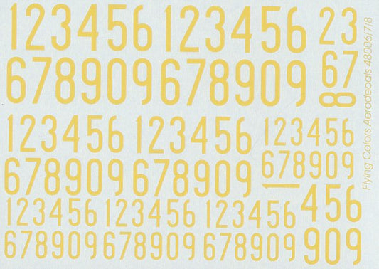 Flying Colors Aero FCA48007 1:48 1936-62 Swedish Narrow Numerals/Yellow