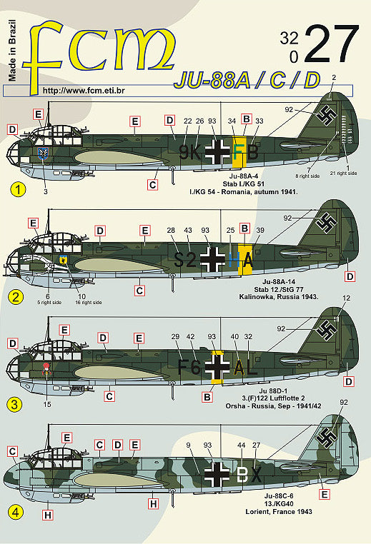 FCM 32027 1:32 Junkers Ju-88A/Ju-88C/Ju-88D (eight versions)