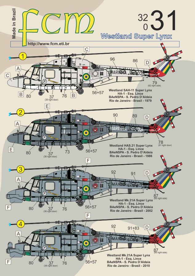 FCM 32-031 1:32 Westland SAH-11 Super Lynx - Brasil / Portugal