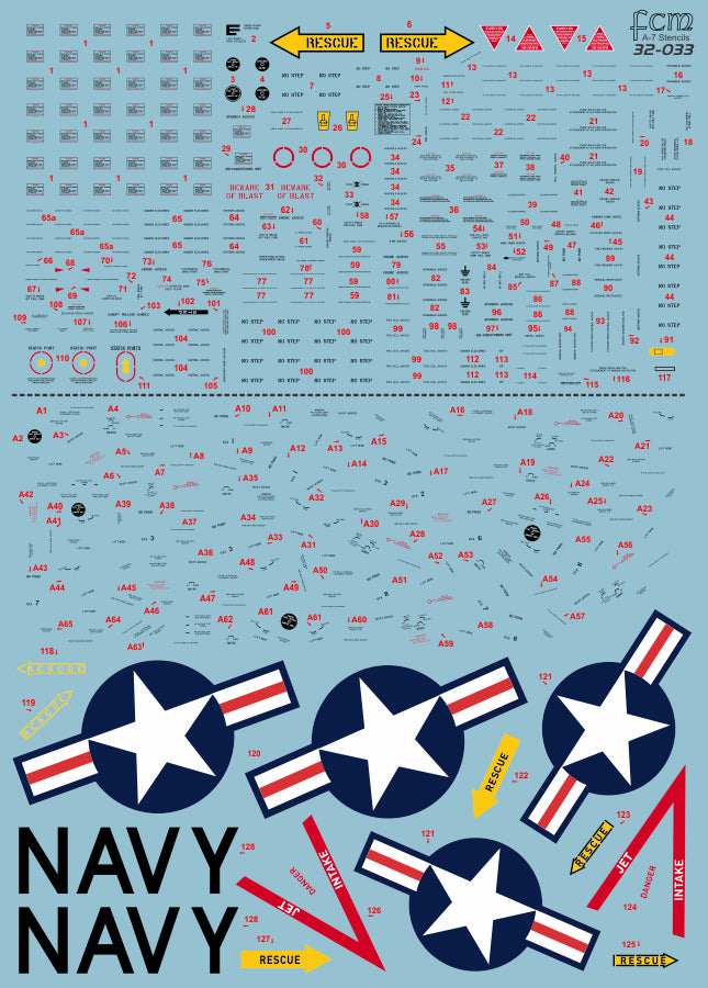 FCM 32-033 1:32 LTV A-7D Corsair II stencils