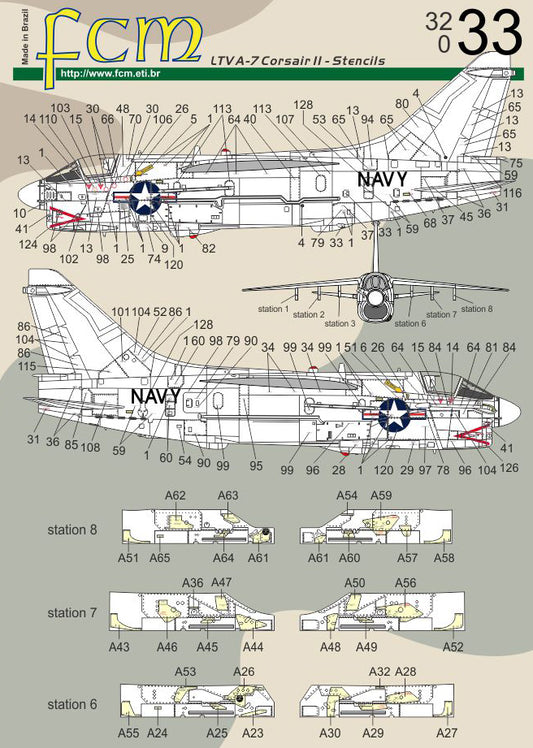 FCM 32-033 1:32 LTV A-7D Corsair II stencils