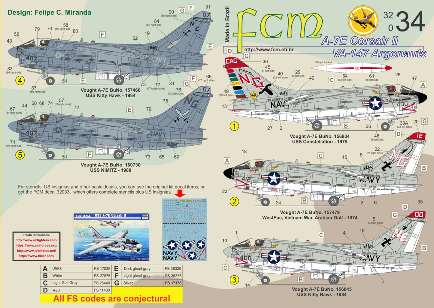 FCM 32034 1:32 Vought A-7E Corsair II part 1 - VA-147 Argonauts