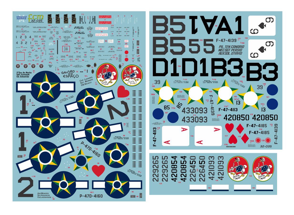 FCM 32035 1:32 P-47D Thunderbolt Brazil (6 versions WW2 + 4 post war) - double set